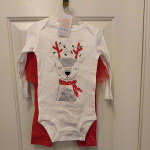 12M Just One You  Baby Girls 2pc Christmas Reindeer Tutu Top and Bottom Set